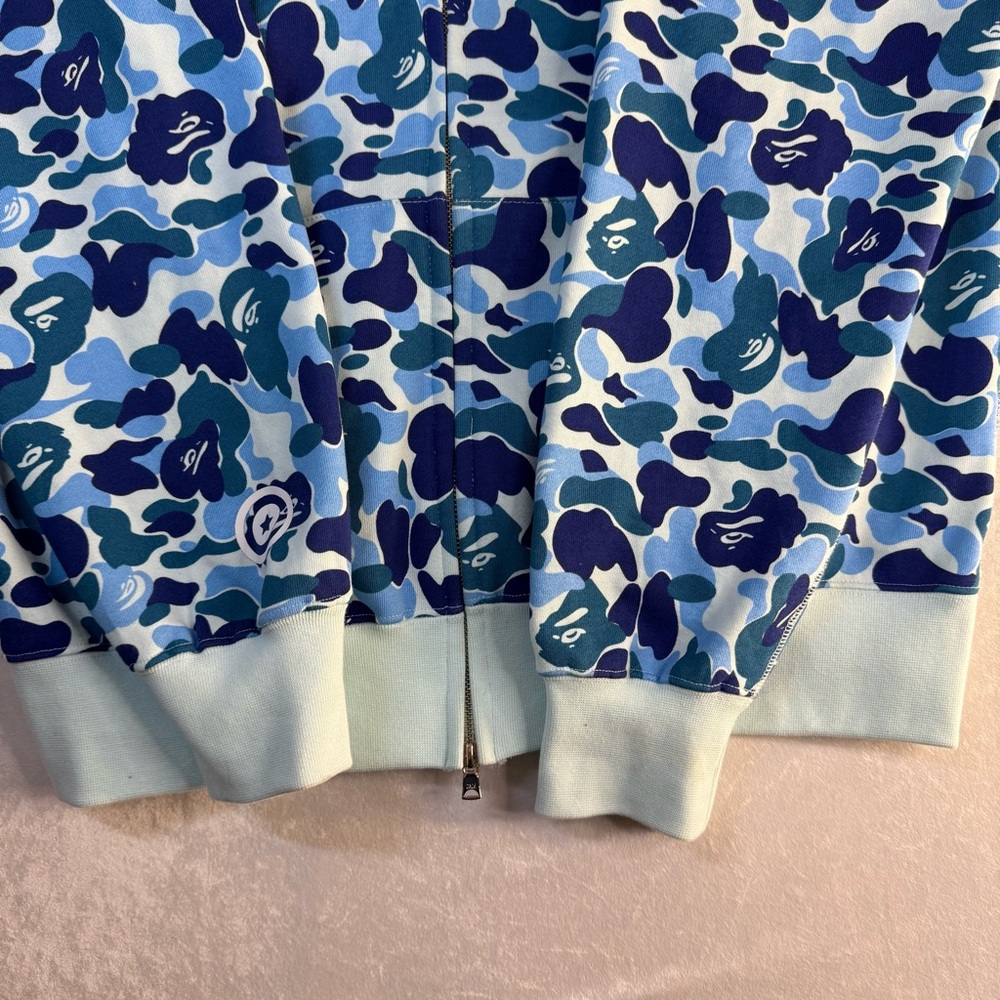 Bape Blue Camo Shark Zip Up Sweater - Picture 4 of 11